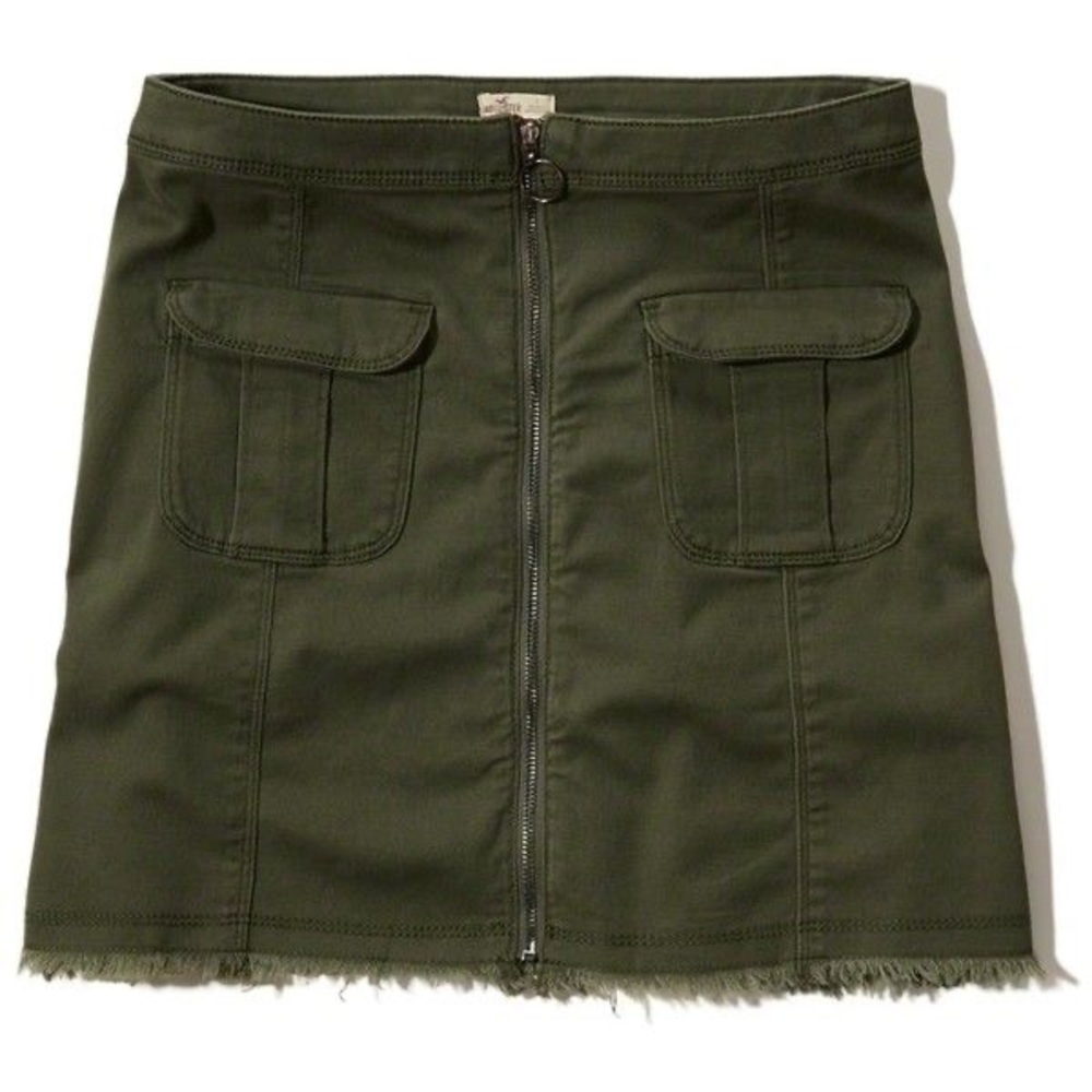 Twill A-Line Zip Up Hollister Skirt